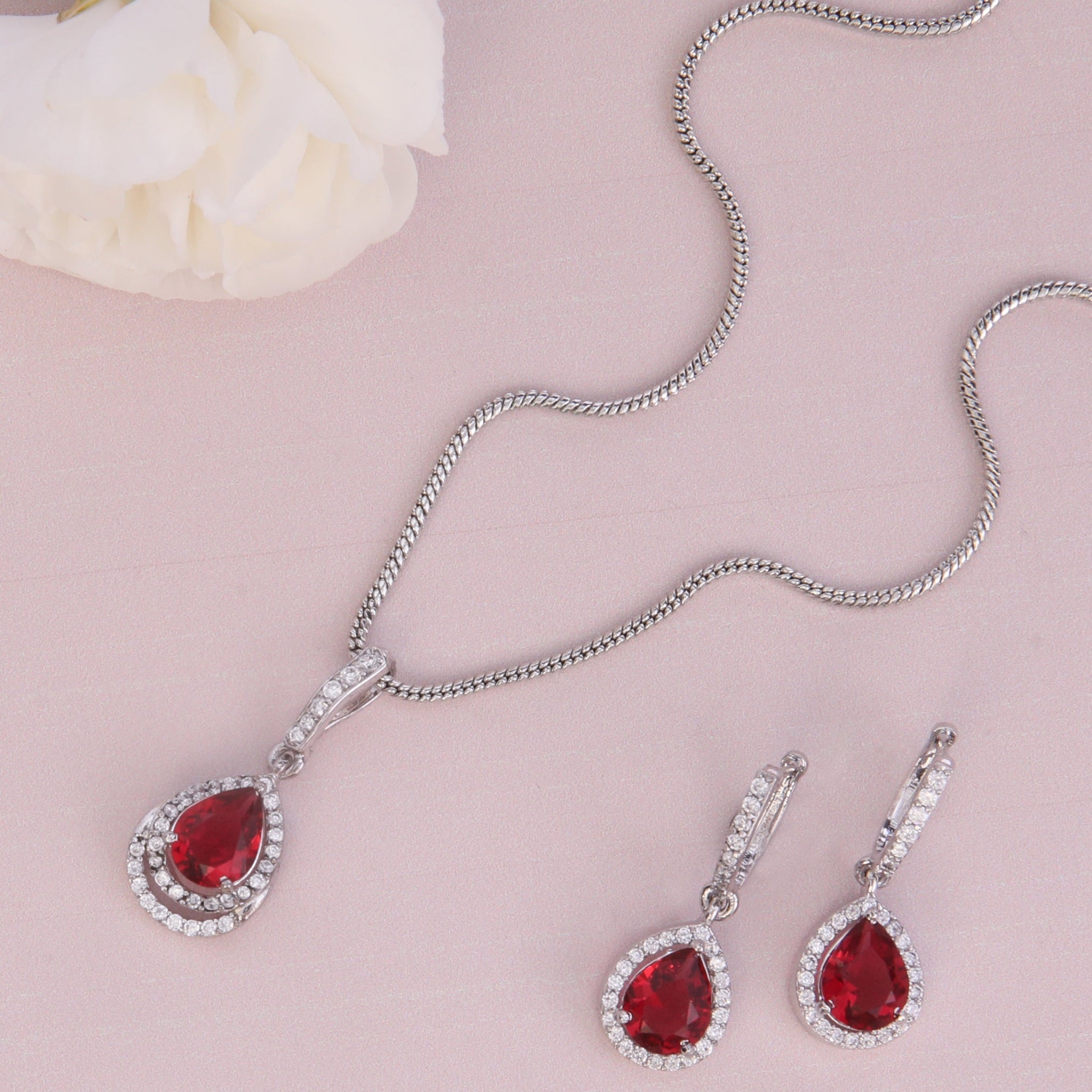 Ashley Red Nakshatra CZ Pendant Set